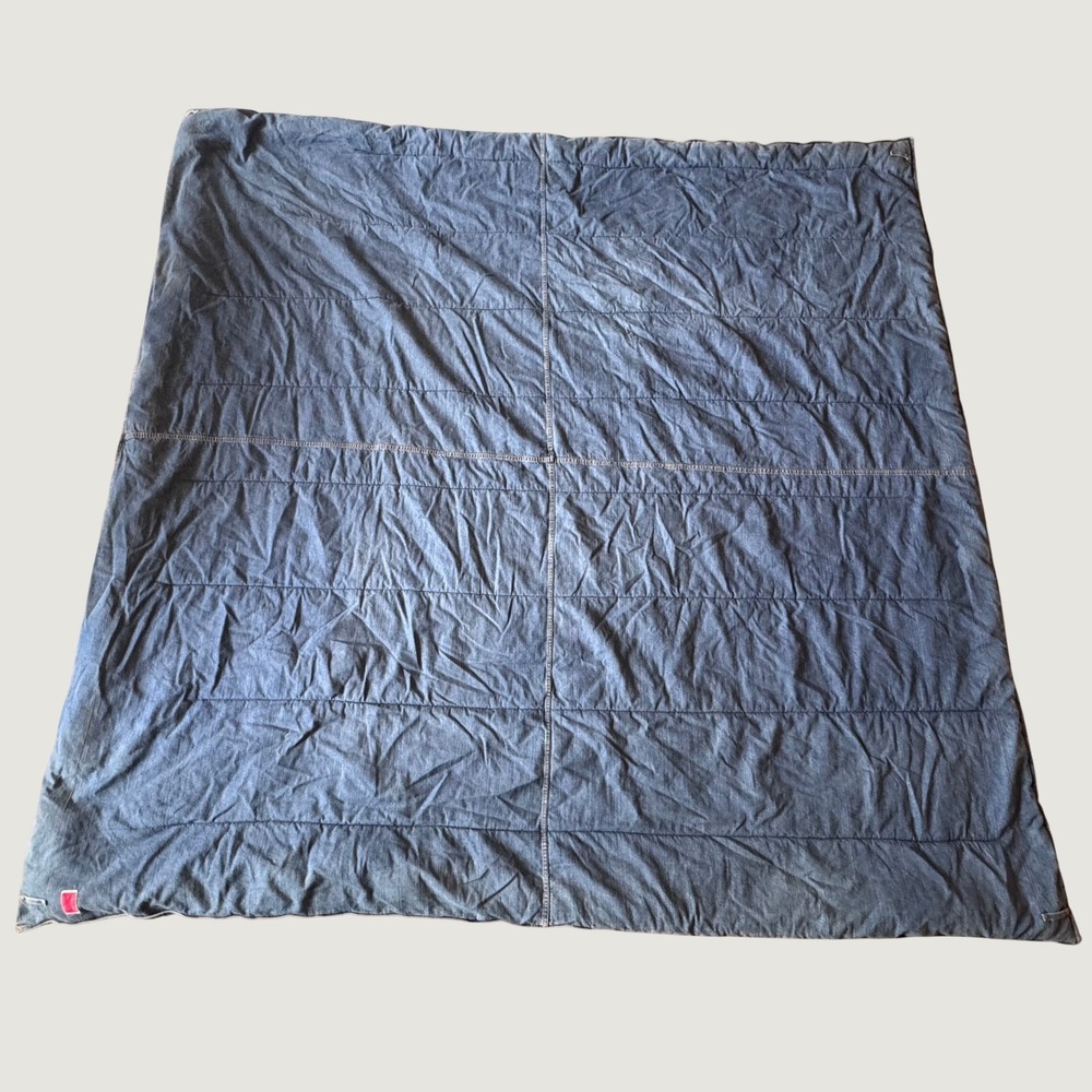 Vtg Tommy Hilfiger Queen Size Denim Bed Comforter Stonewash Blue Jean